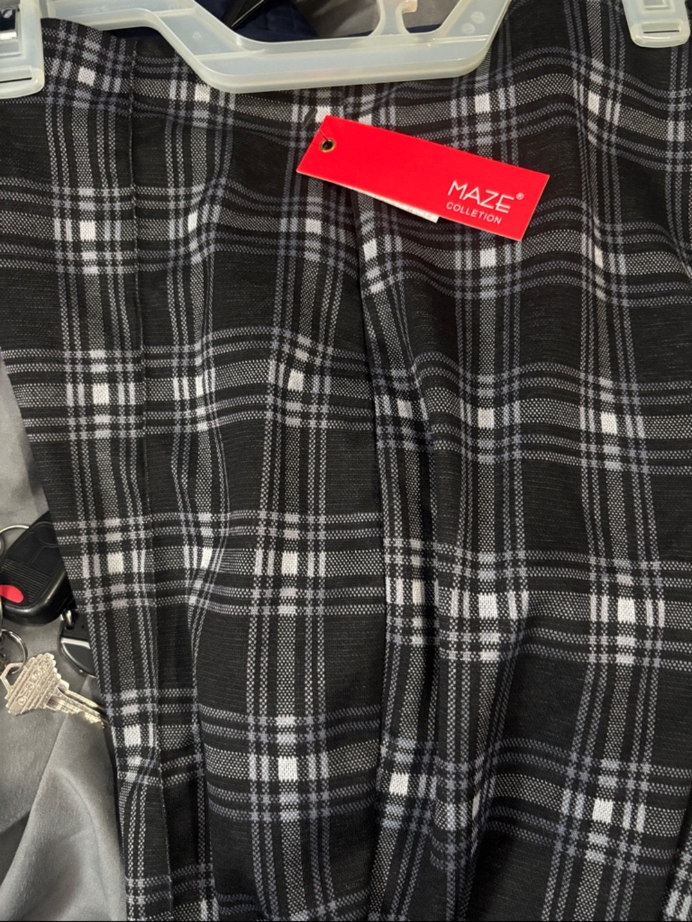 MAZE Black & White Plaid Wide-Leg Pants